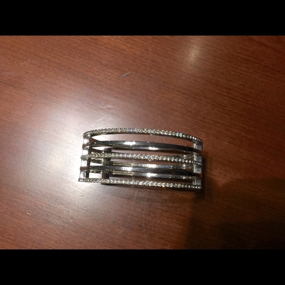 Stainless Steel Sparkling Wrist Cuff Bracelet shiny rhinestones magnetic closure - Picture 5 of 7